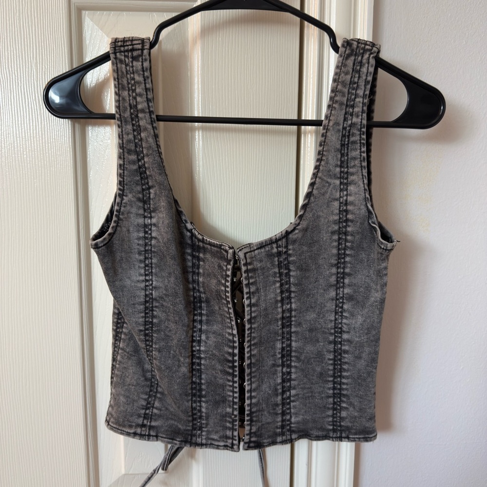 AKIRA Denim Corset Tank Top